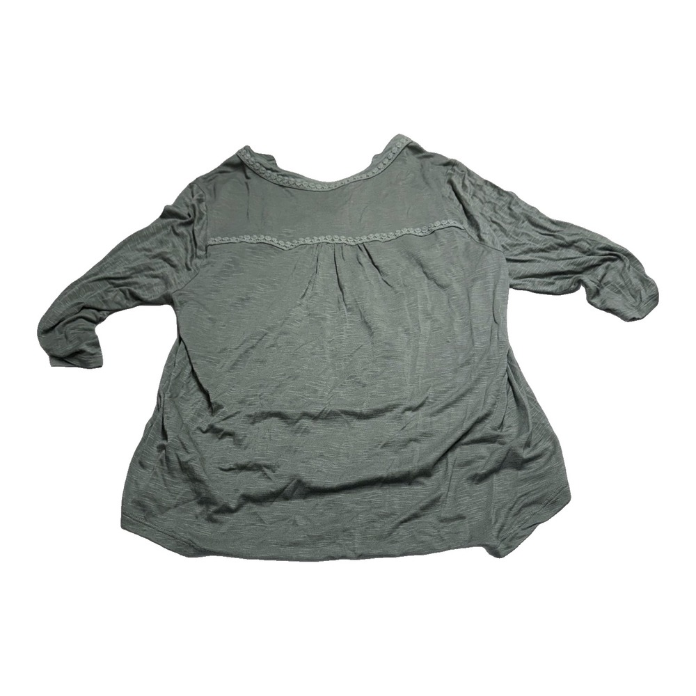 Democracy Sage Green Embroidered Henley Top Size L - Picture 5 of 7